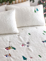 Next Furn White Christmas Together Embroidered Fleece Duvet Cover and Pillowcase Set- Buy online at McGrocer