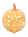 Something Different orange groovy floral print pumpkin lidded ceramic mug 500ml (British brand)