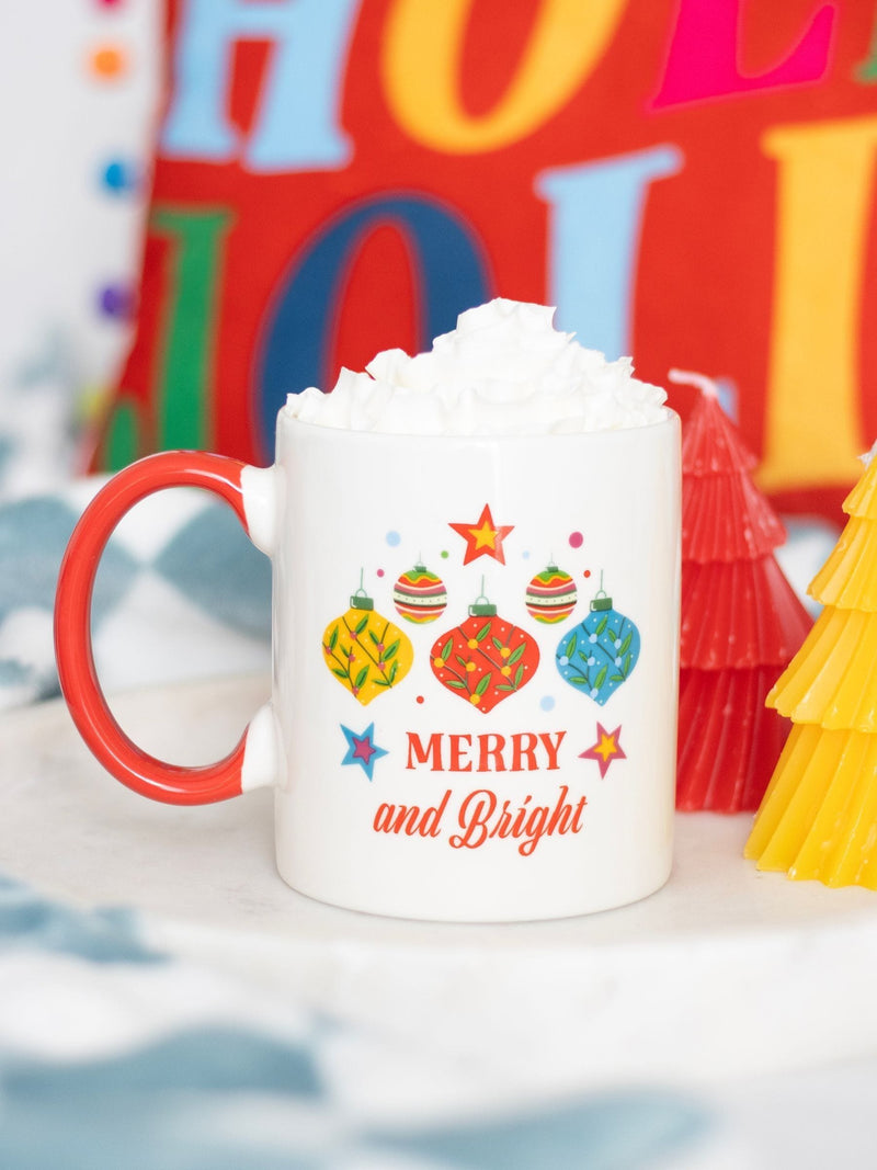 Something Different White Merry and Bright Bauble Mug 450ml (British brand)
