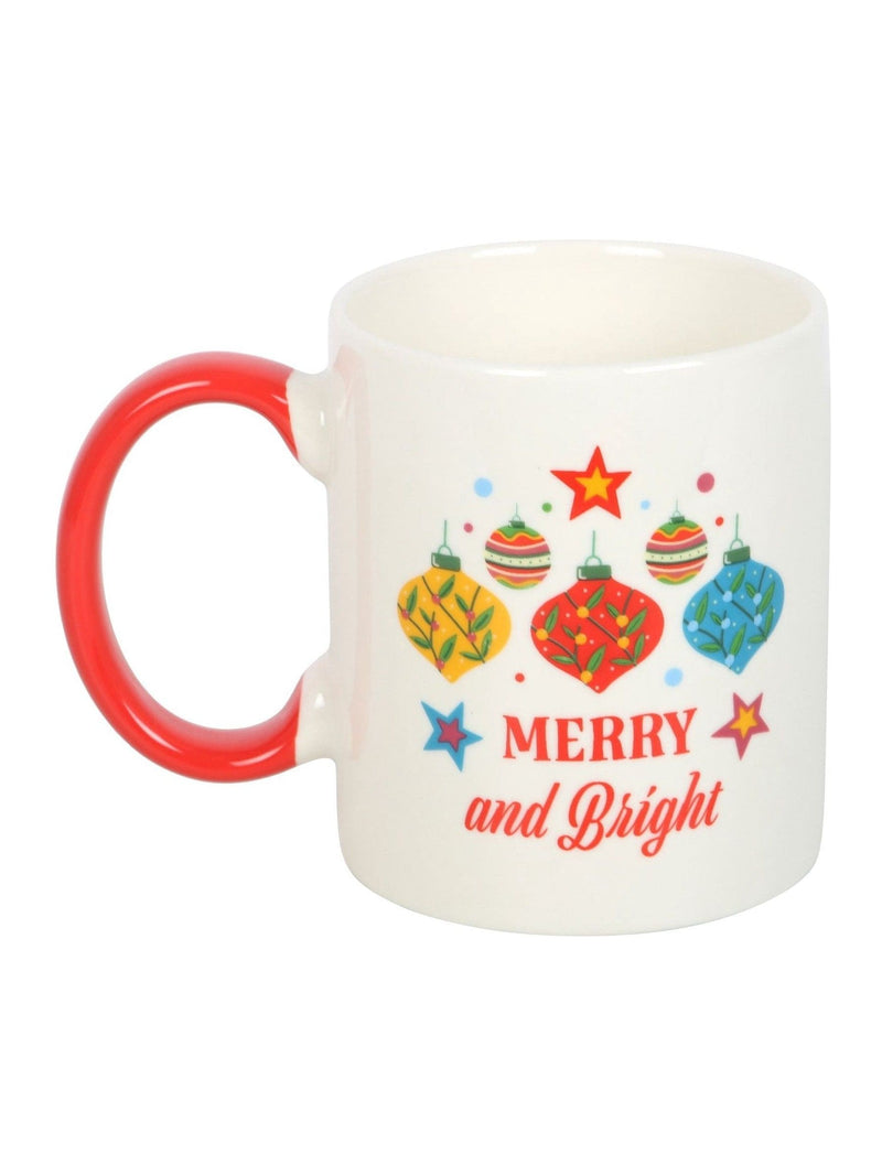 Something Different White Merry and Bright Bauble Mug 450ml (British brand)