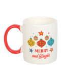 Something Different White Merry and Bright Bauble Mug 450ml (British brand)