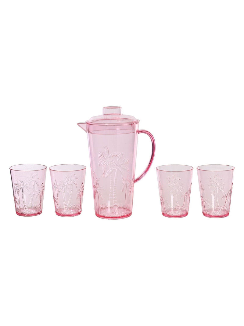 Decoris pink pitcher and glasses set plastic - British product