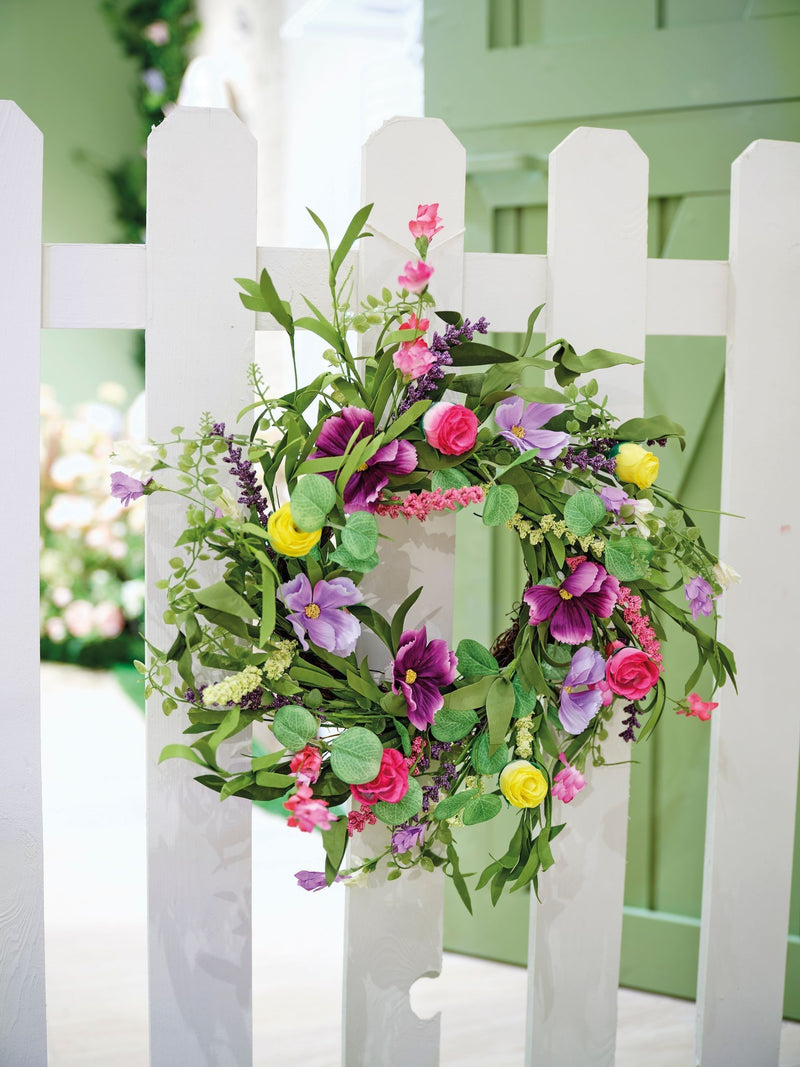 Decoris wild flower wreath 55cm artificial (British brand)