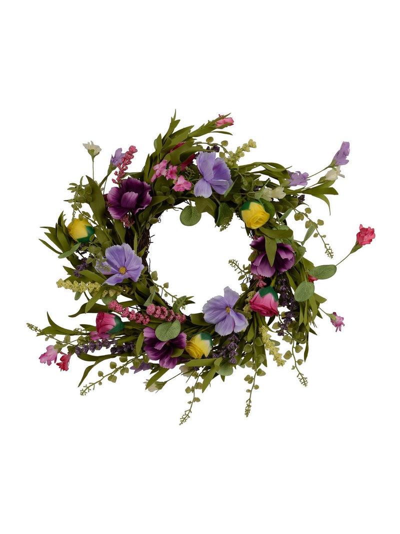 Decoris wild flower wreath 55cm artificial (British brand)