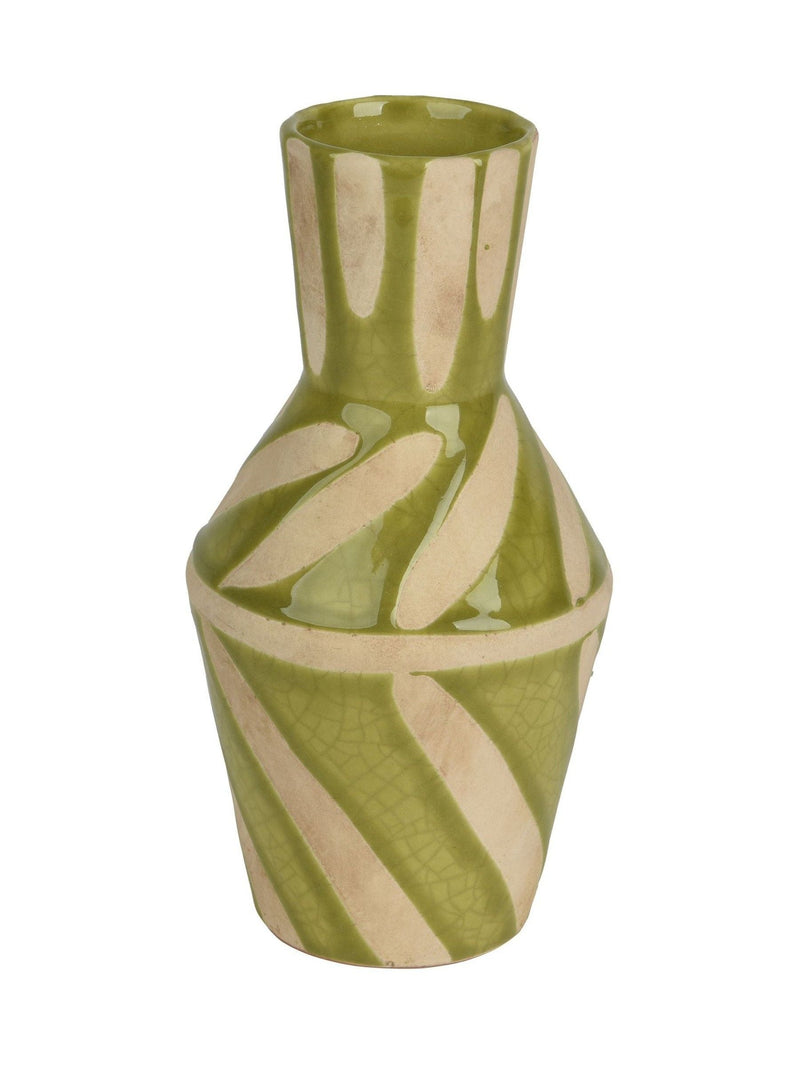 Decoris handmade vase green glaze terracotta 21cm - British product