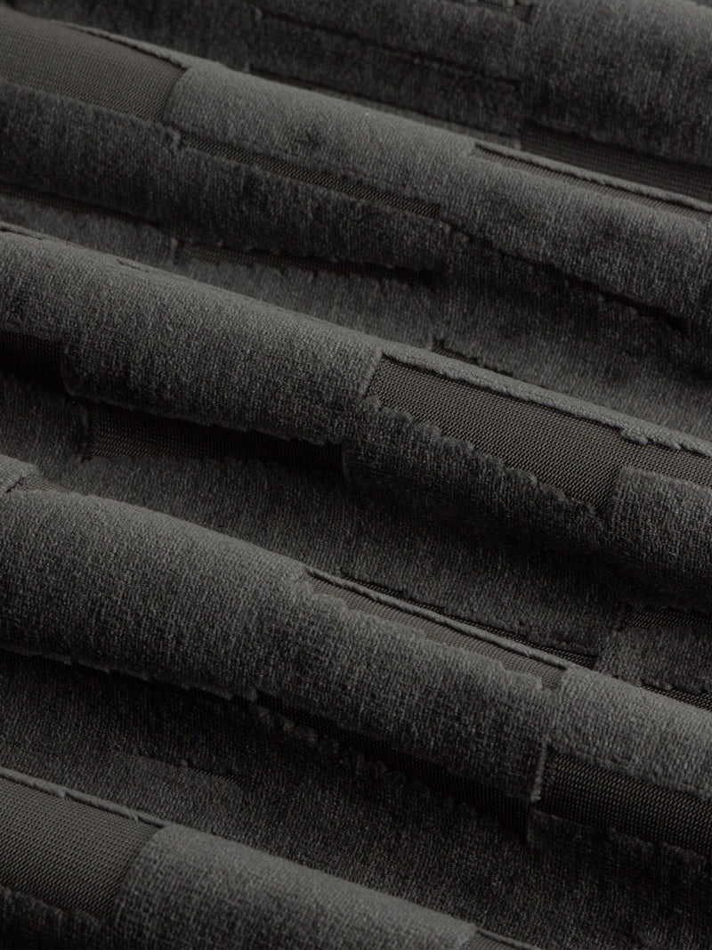 Paoletti grey Manhattan velvet eyelet curtains, imported from the UK