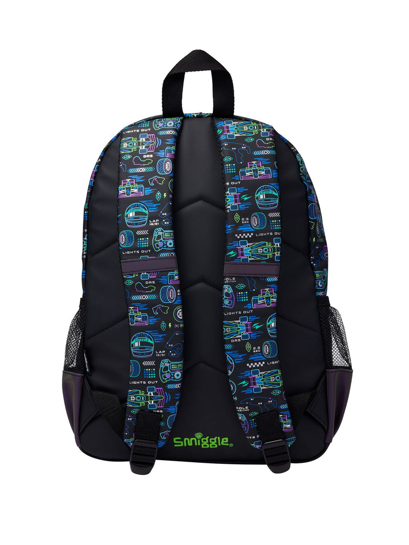 Smiggle black Accelerate Classic backpack, imported from the UK