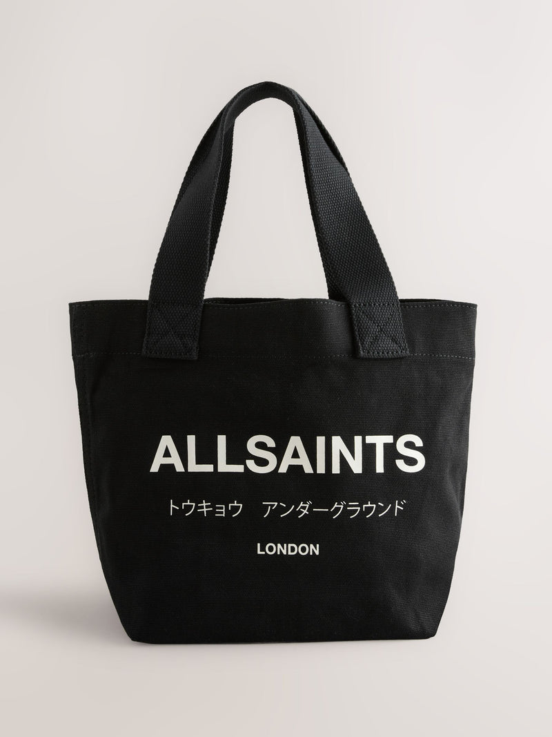 AllSaints black underground logo canvas tote bag, UK version