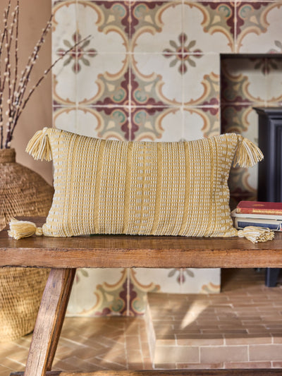 Next FatFace Woven Ochre Indoor/Outdoor Cushion 30x50cm- Buy online at McGrocer