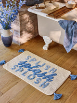 Next FatFace Blue Splash Slogan Cotton Bath Mat 50cm x 80cm- Buy online at McGrocer