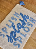 FatFace blue splash slogan cotton bath mat, imported from the UK