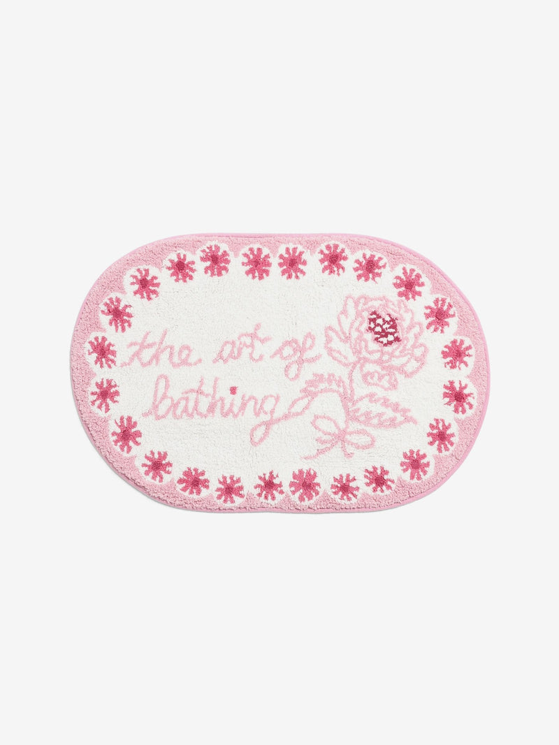Cath Kidston pink cotton bath mat with slogan - British product