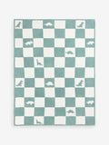 JoJo Maman Bébé teal blue dino boucle blanket, imported from the UK