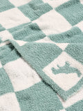 JoJo Maman Bébé teal blue dino boucle blanket, imported from the UK