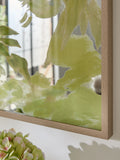 Green floral hand paint mirror wall art 100x75cm, imported from the UK