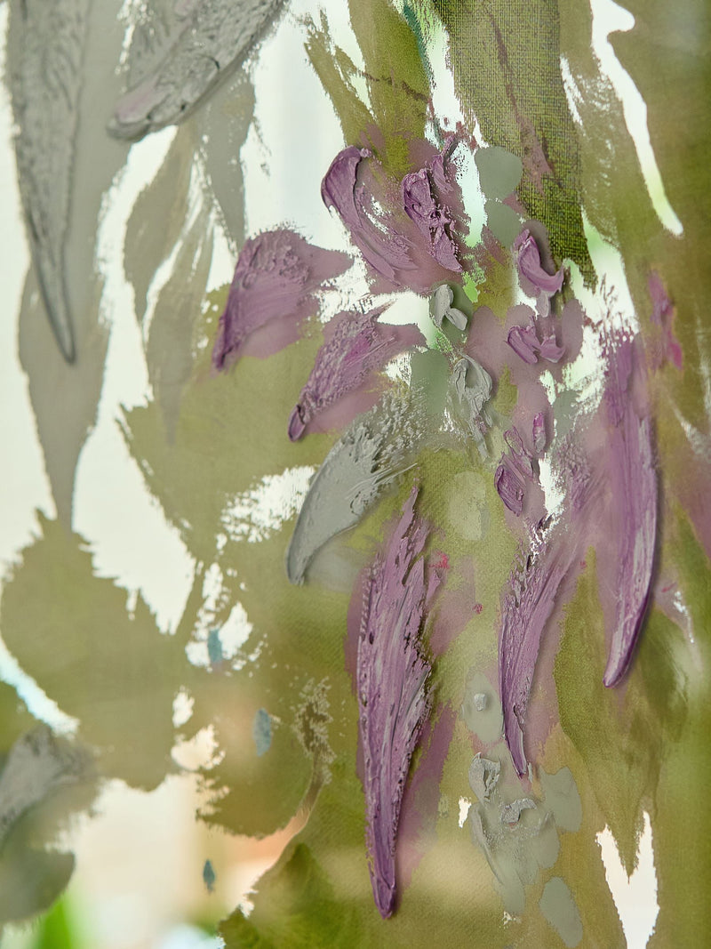 Green floral hand paint mirror wall art 100x75cm, imported from the UK
