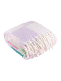 Furn Aqua Blossom Maisie checked tasselled throw - British product