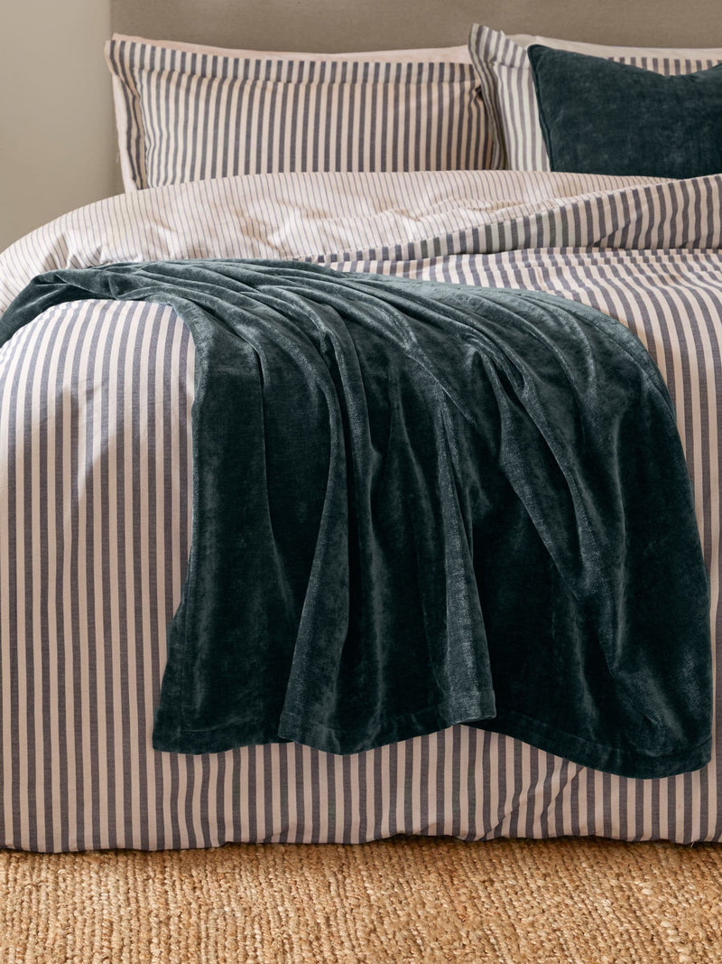 Yard Navy Blue Heavy Chenille Throw