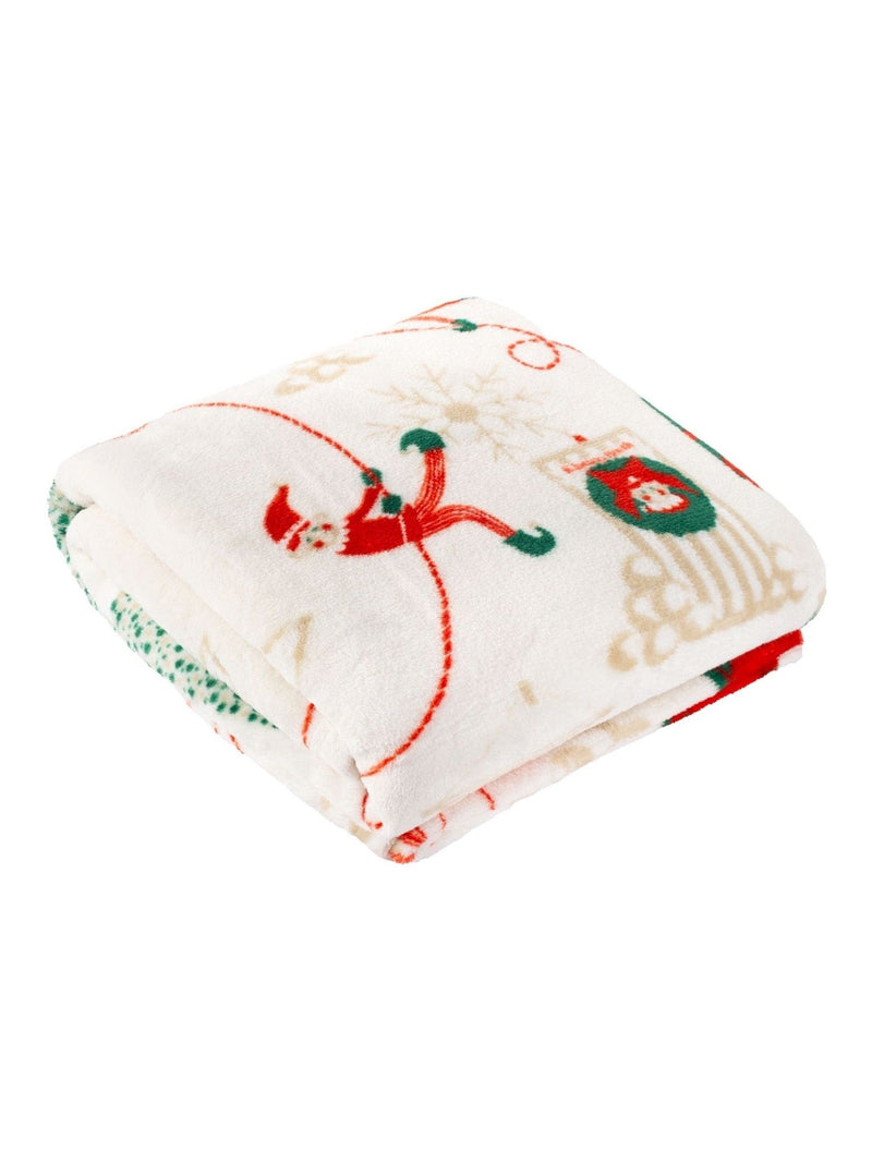 Duvet Day Elfie fleece throw with elf print, imported from the UK