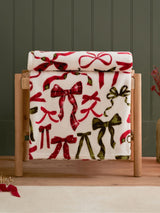 Next Furn Green/Red Christmas Festive Bows Fleece Throw, 180cm x 140cm- Buy online at McGrocer