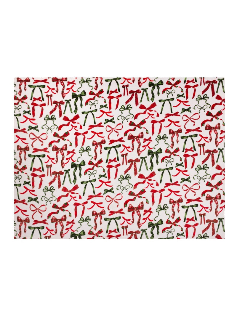 Furn festive fleece throw with bow design, imported from the UK