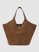 Next Reiss Tan Lyra Leather And Suede Tote Bag- Buy online at McGrocer