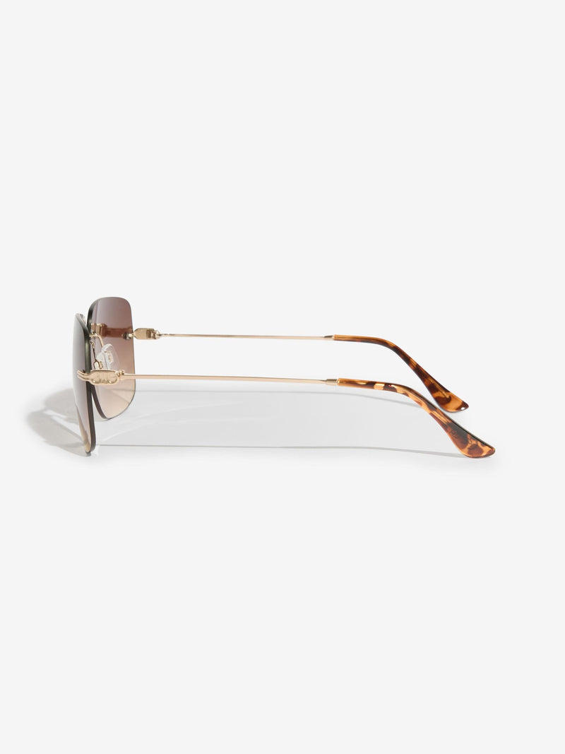 Lipsy Brown Square Rimless Sunglasses