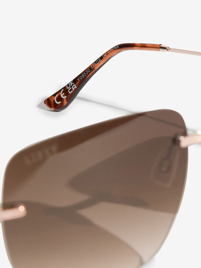 Lipsy Brown Square Rimless Sunglasses