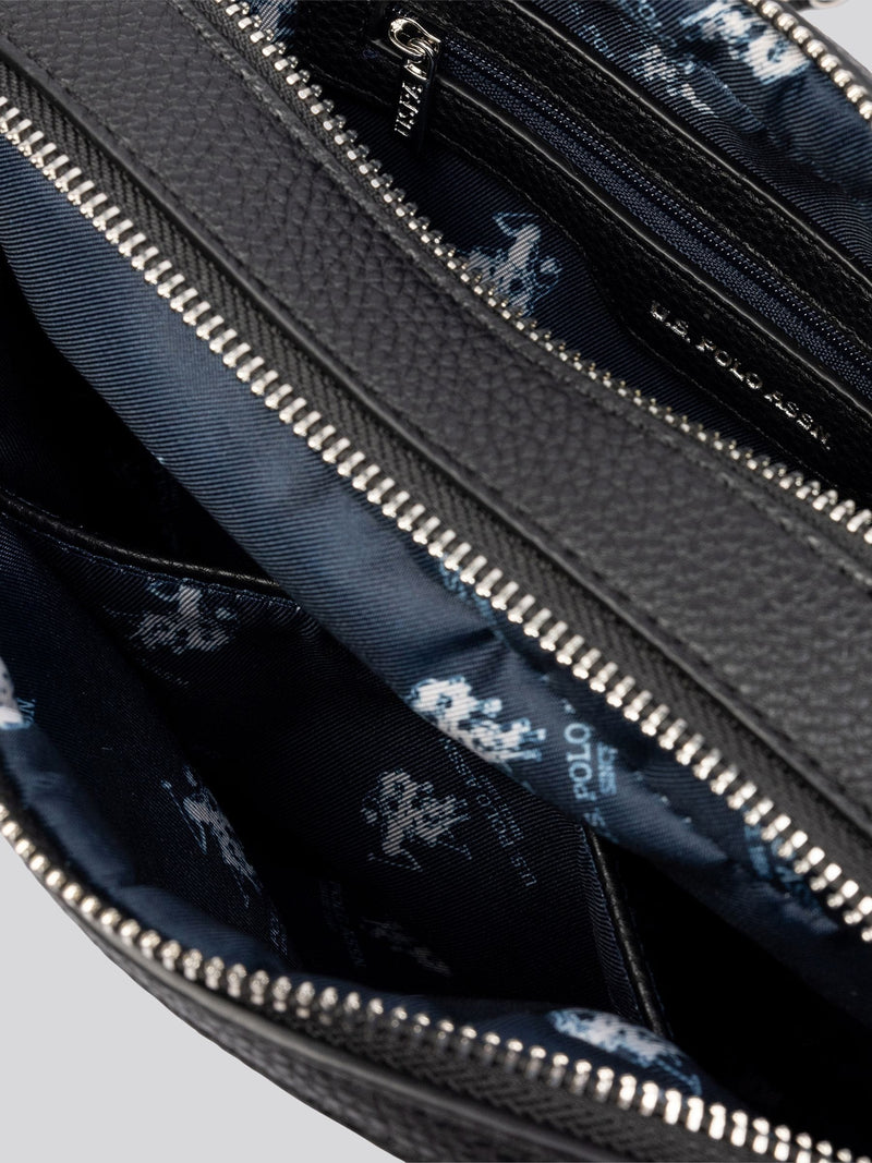 U.S. Polo Assn. Black Mansion double zip cross-body bag (British brand)