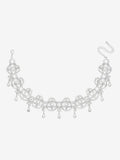 Silver Tone Crystal Bow Drop Statement Choker Necklace with Lobster Clasp, 330mm Length
