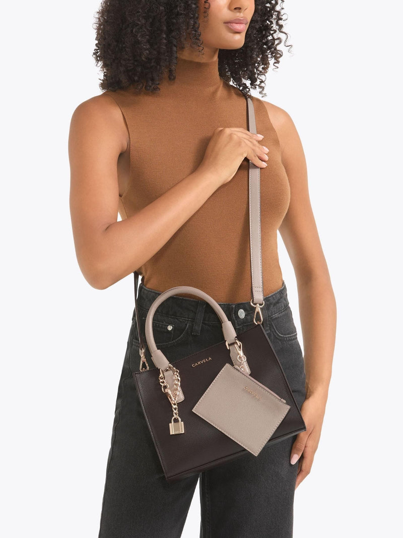 Carvela Mini Latte crossbody bag brown beige, UK version