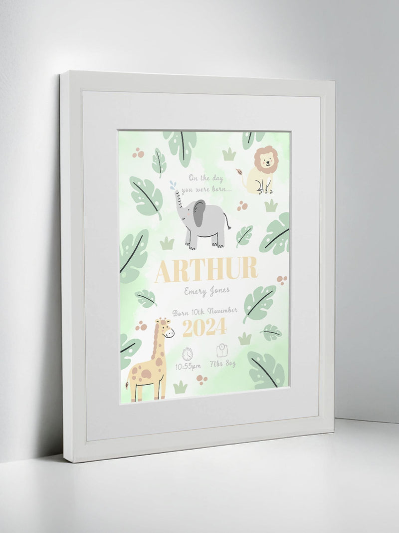 Jonnys Sister personalised safari framed print 12x10 inches, imported from the UK