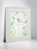 Jonnys Sister personalised safari framed print 12x10 inches, imported from the UK