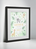 Jonnys Sister personalised safari framed print 12x10 inches, imported from the UK