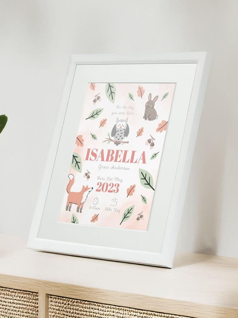 Jonnys Sister personalised woodland framed print 12x10 inches, imported from the UK