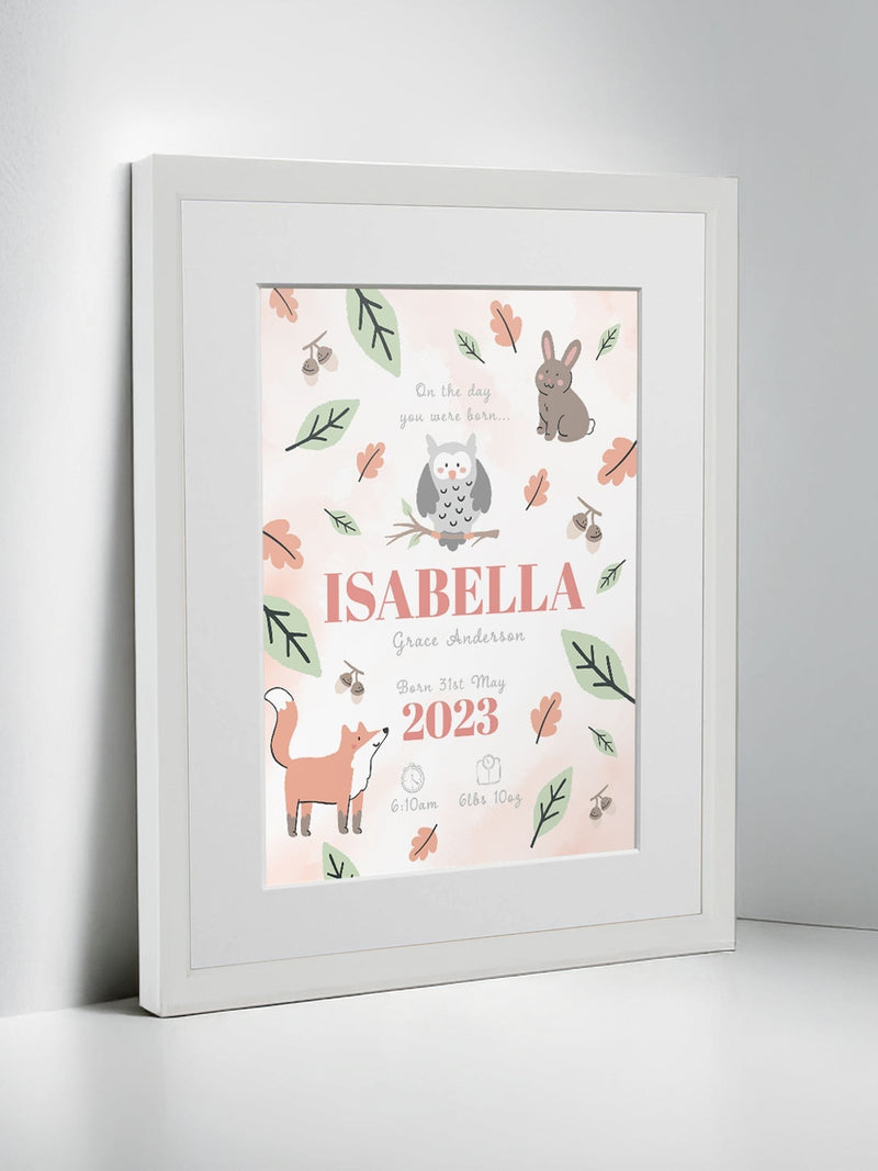 Jonnys Sister personalised woodland framed print 12x10 inches, imported from the UK