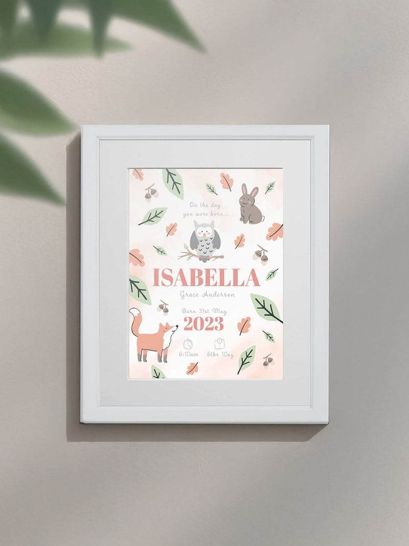 Jonnys Sister personalised woodland framed print 12x10 inches, imported from the UK