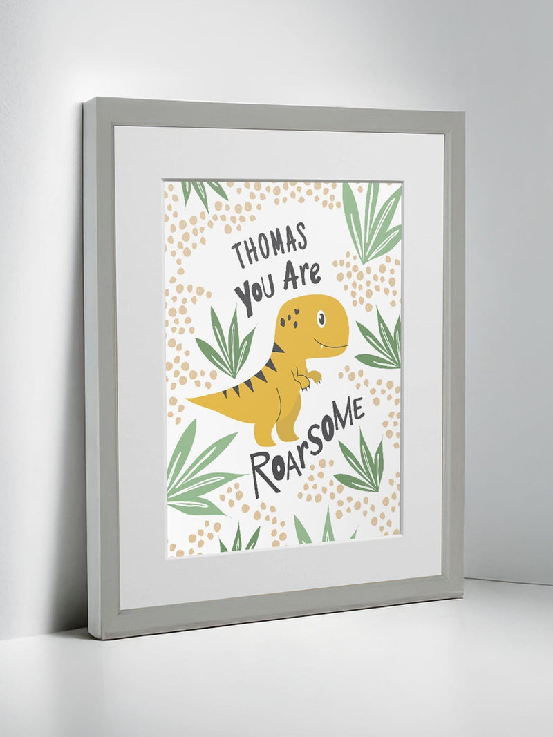 Jonnys Sister personalised dinosaur framed print 12x10 inch, imported from the UK