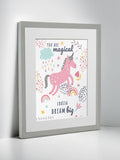 Jonnys Sister personalised unicorn framed print 12x10 inch, imported from the UK