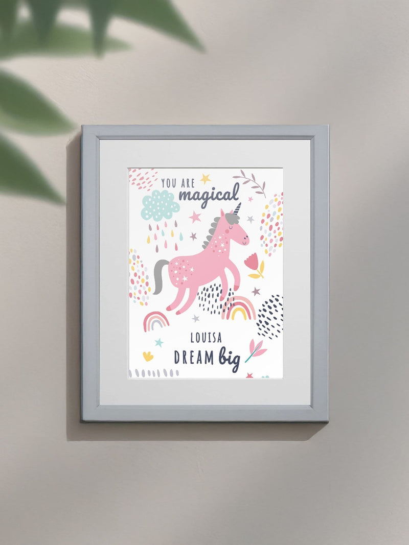 Jonnys Sister personalised unicorn framed print 12x10 inch, imported from the UK