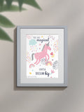 Jonnys Sister personalised unicorn framed print 12x10 inch, imported from the UK