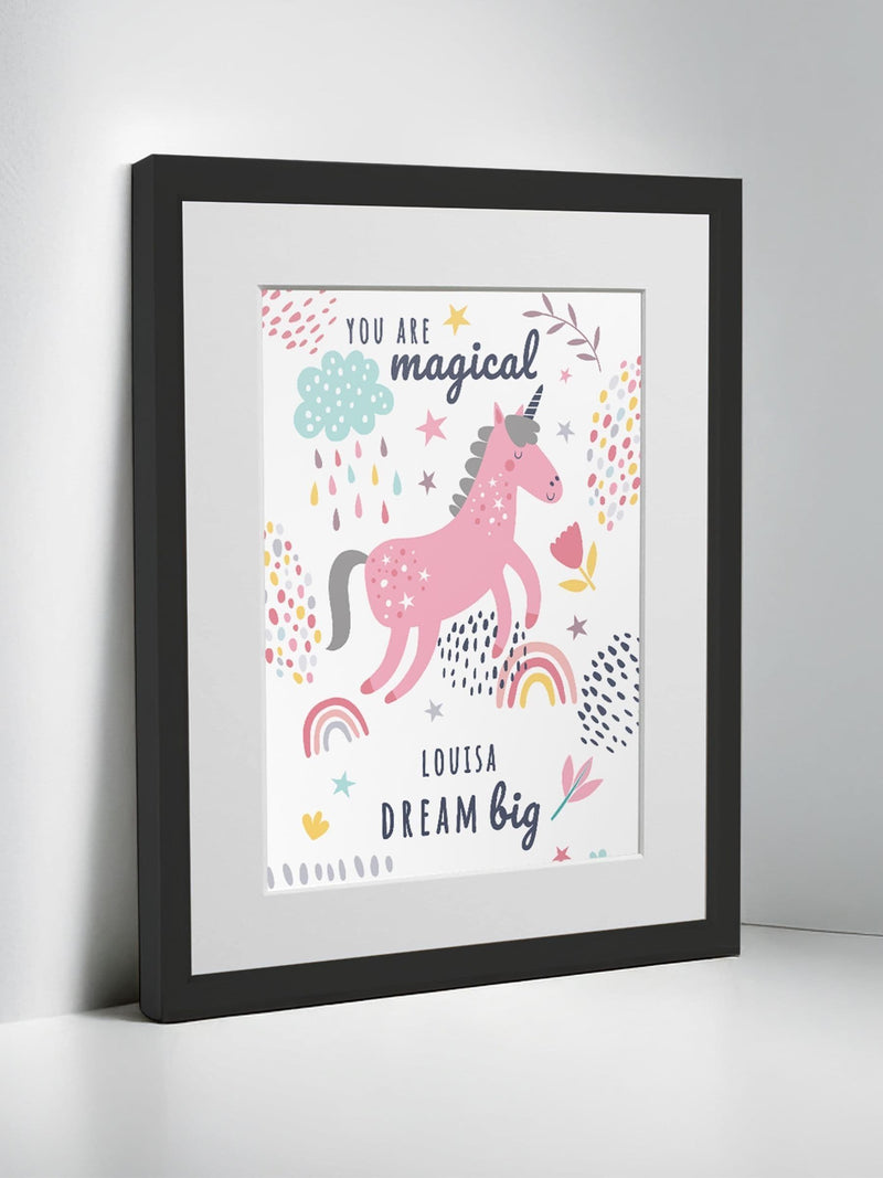 Jonnys Sister unicorn framed print 12x10 inches, imported from the UK