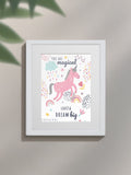 Jonnys Sister personalised unicorn framed print 12 x 10 inches, imported from the UK