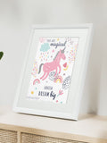 Jonnys Sister personalised unicorn framed print 12 x 10 inches, imported from the UK