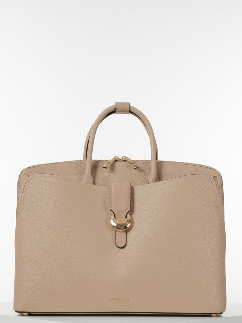 Luella Grey Taupe Carlotta Laptop Tote, imported from the UK