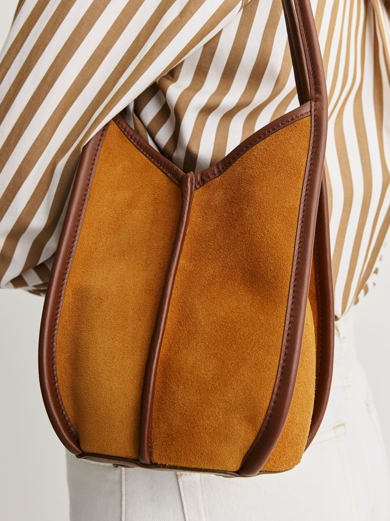 Hereu Calella bucket suede shoulder bag tan chestnut (British brand)
