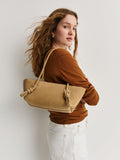 Hereu Studio Caramel Fleca Nobuck Baguette Shoulder Bag With Knotted Handle Detail