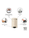 Brabantia Soft Beige NewIcon pedal bin 12L - British product