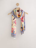 Multiway scarf sarong crab border print LENZING ECOVERO viscose, imported from the UK