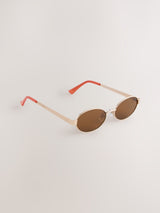 Next Gold Metal Oval Sunglasses- Buy online at McGrocer